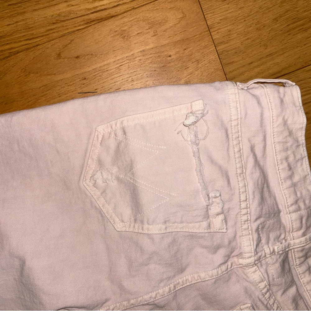 Mother High Rise Straight Leg Jeans Blush Pink Distressed Raw Hem Size 29 - Picture 13 of 13